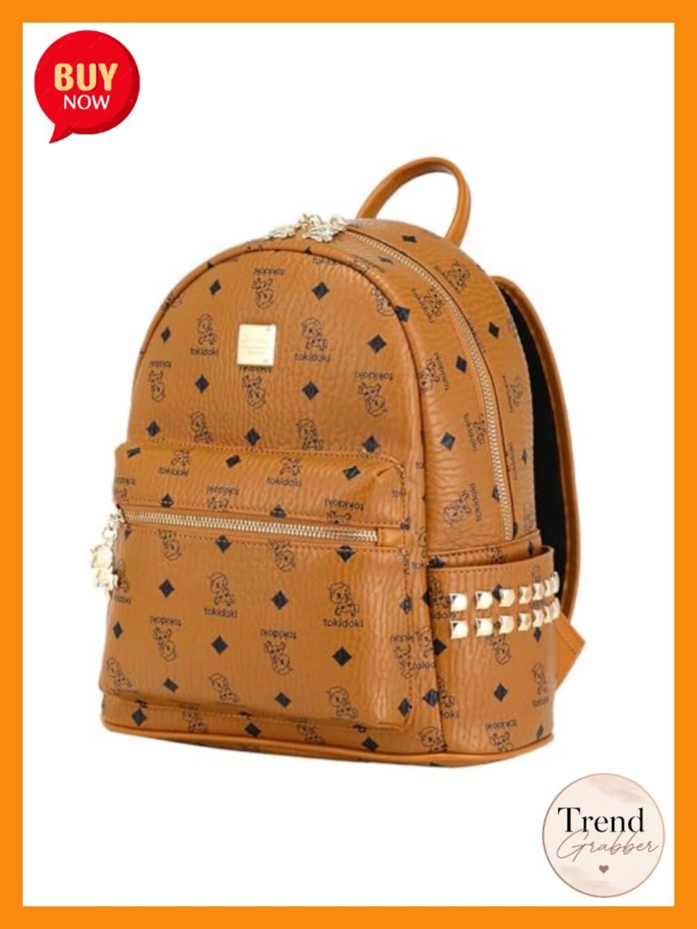 PU Leather Mini Backpack with Unicorno Print, Multi Pockets, Water-Resistant